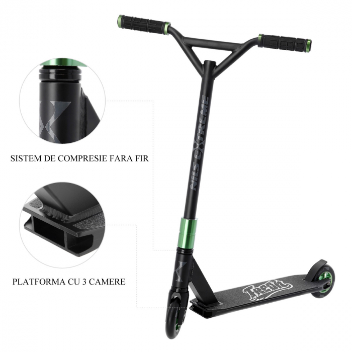 Trotineta Nils Extreme HS115 110 mm, negru/verde [3]