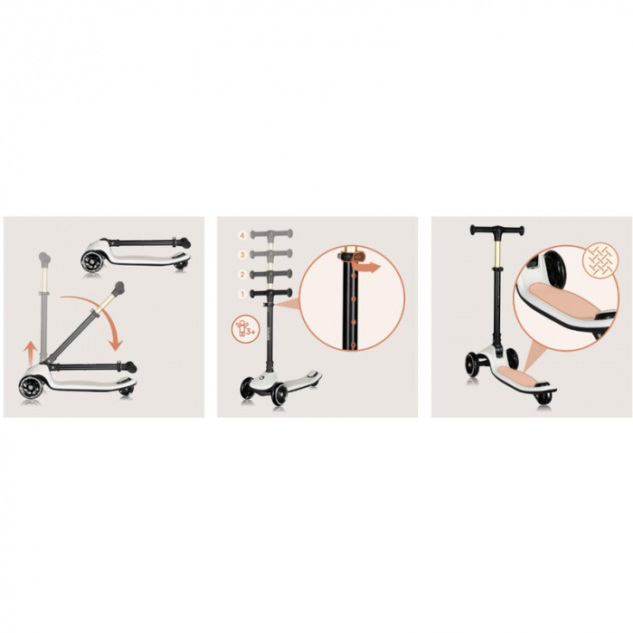 Trotineta pentru copii Lionelo Mey ultrapliabila cu lumini si cosulet pana la 50 Kg [32]