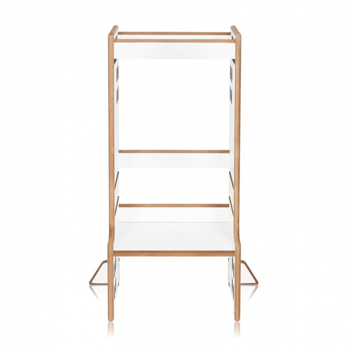 Turn de invatare Montessori Lionelo cass Functie de raft pentru carti Pana la 30 kg 12 luni - 6 ani Din MDF si furnir 3 trepte de inaltime Alb [6]