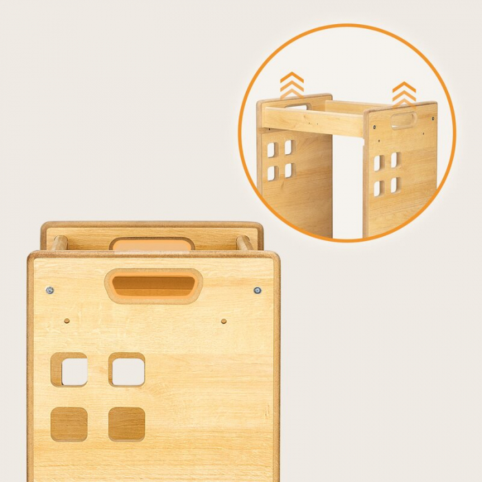 Turn de invatare Montessori Lionelo cass Functie de raft pentru carti Pana la 30 kg 12 luni - 6 ani Din MDF si furnir 3 trepte de inaltime Natur [16]