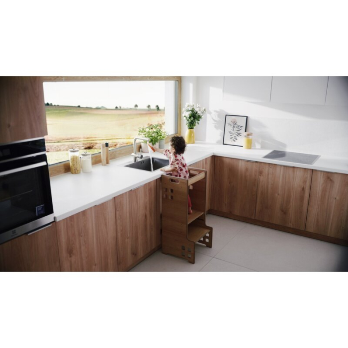 Turn de invatare Montessori, Lionelo, Cass, Functie de raft pentru carti, Pana la 30 kg, 12 luni - 6 ani, din MDF si furnir, 3 trepte de inaltime, Negru [19]