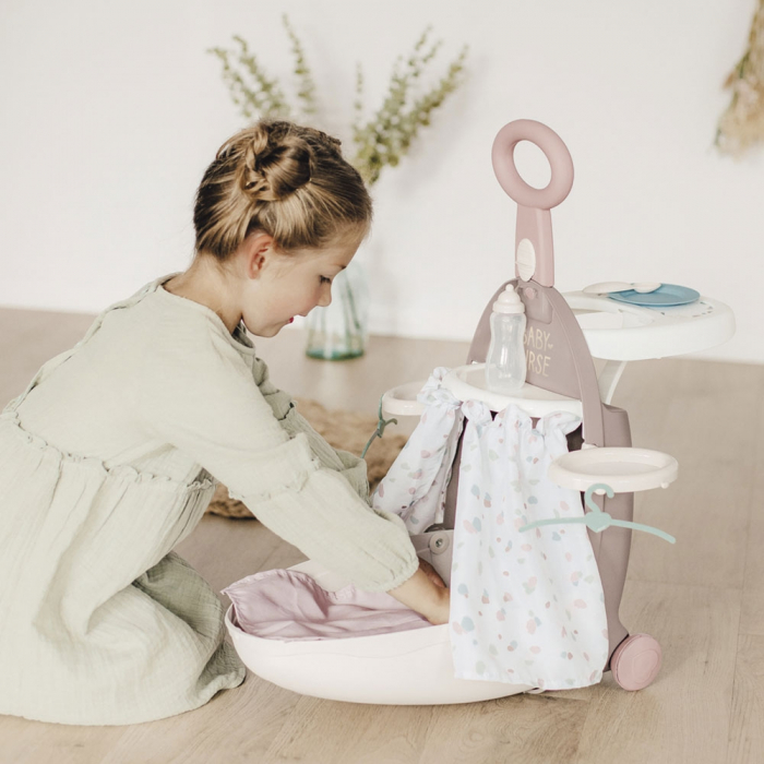 Valiza multifunctionala pentru papusi Smoby Baby Nurse 3 in 1 maro [6]