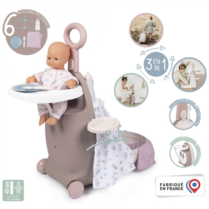 Valiza multifunctionala pentru papusi Smoby Baby Nurse 3 in 1 maro [2]