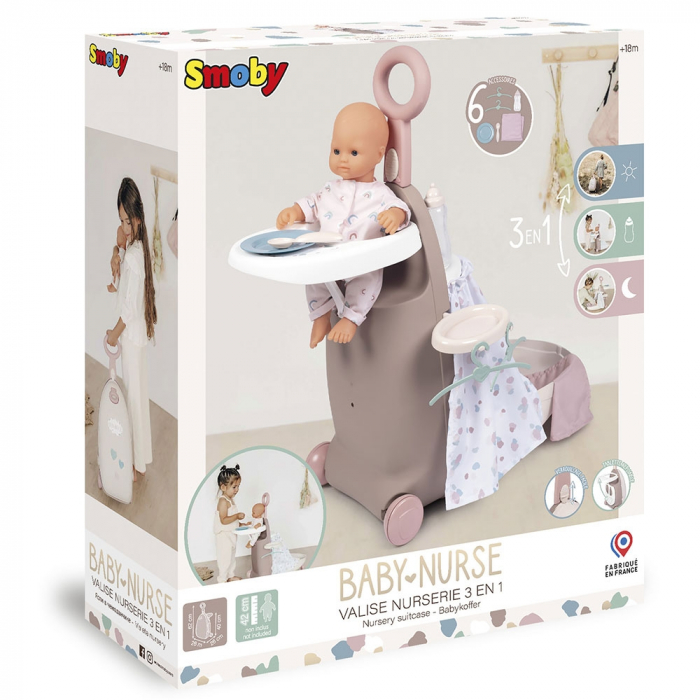 Valiza multifunctionala pentru papusi Smoby Baby Nurse 3 in 1 maro [9]