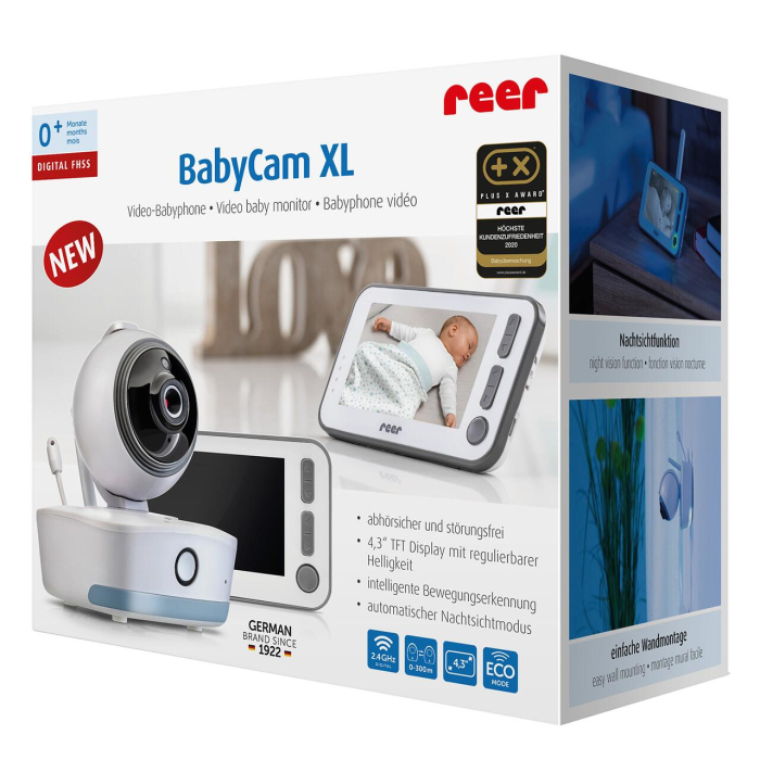 Video monitor digital pentru bebelusi cu camera rotativa si urmarire inteligenta a miscarii, REER BabyCam XL 80440 [2]