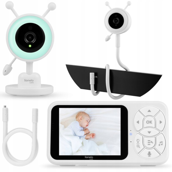 Video monitor, Lionelo, Babyline 3.4, Ecran LCD de 3.5 inch, Raza de actiune pana la 300 m, Conectare 4 camere, Autonomie 8 h, Lampa RGB incorporata, Cantece de leagan, Zoom 4X, Mod nocturn, Alb [3]