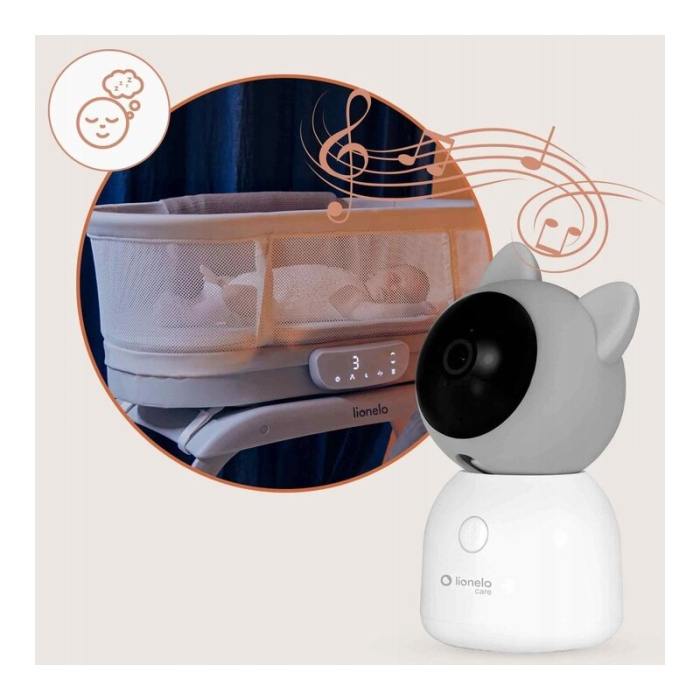 Video monitor, Lionelo, Babyline 9.2. AI, 5 inch, Camera Full HD, Zoom digital 4x, Aplicatie, Tehnologia AI cu detectare a miscarii, Recunoasterea motivului plansului, Melodii, Zgomote albe, Mod noctu [26]