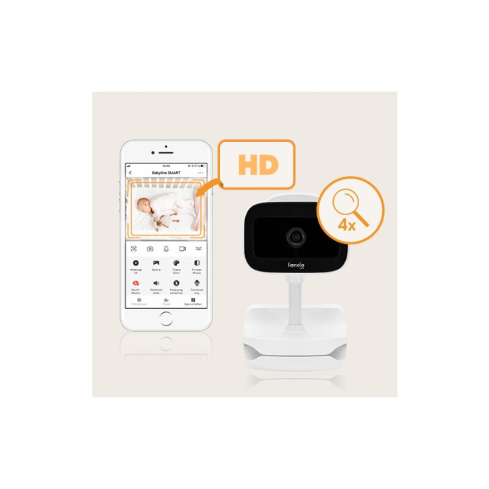 Video monitor, Lionelo, Babyline Go, Cu aplicatia dedicata Lionelo Smart, Mod de noapte 8m, Cu functie de iluminare, Pana la 5h functionare wireless, Comunicare bidirectionala, Rotatie 180 grade, Alb [17]
