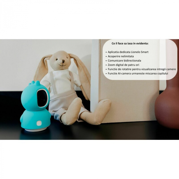 Video monitor Lionelo Babyline View cu aplicatia dedicata Lionelo Smart, Integrare AI, Zoom 4X [19]