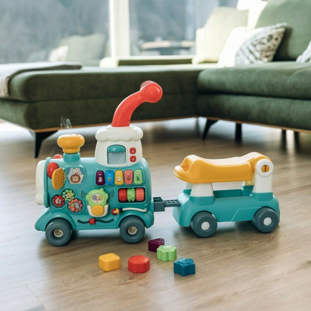 Antemergator 5 in 1 Magic Train, Free2Move, cu diverse activitati de joaca, Panou Educational, Efecte sonore si luminoase, Green [8]