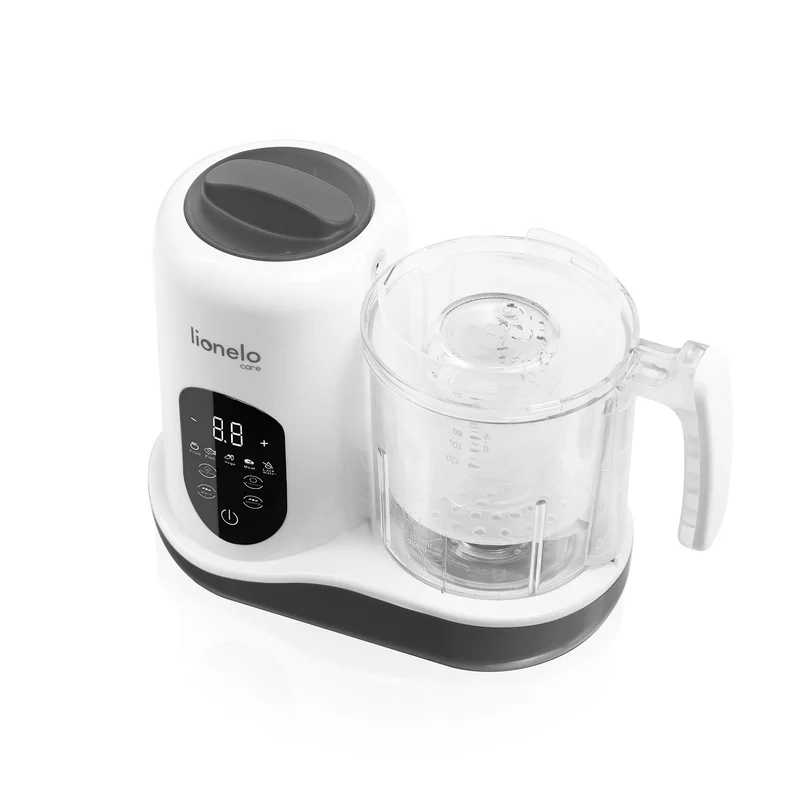 Robot de bucatarie - Aparat de gatit, Lionelo, BabyMenu, 5 in 1, Cu gatire la abur, dezghetare, amestecare, incalzire, sterilizare, Cu recipient din tritan, Alb