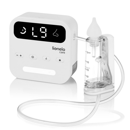 Aspirator nazal - Aspirator nazal electric, Lionelo, Babyair Flow, Multifunctional, 9 trepte de aspirare, Functionare wireless pana la 2.5 h, Silentios, Functie de lampa, 3 varfuri din silicon, Perie de curatare inclus