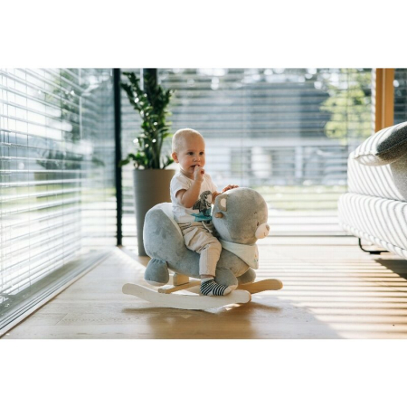 Balansoar, Free2Play, Max the Bear, cu sa confortabila cu spatar, din lemn, 18 luni+, Blue [4]