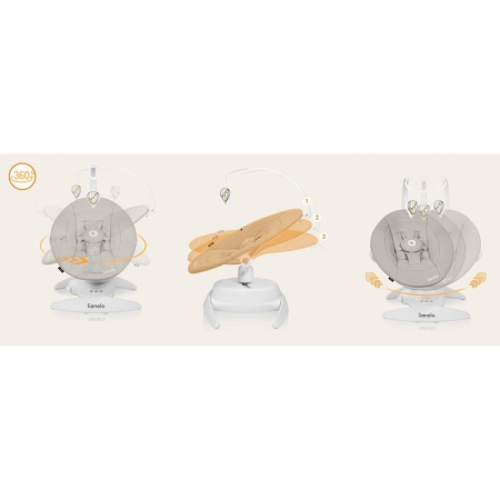 Balansoar, Lionelo, Iris, 2 in 1, Rotire 360 grade, Electric, cu 3 moduri de leganare, cu 5 trepte de viteza, cu 3 pozitii de inclinare, 12 melodii, Silentios, Pana la 9 kg, Bej [29]