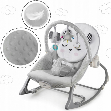 Balansoar multifunctional cu vibratii, panda, 3 jucarii, Nukido 705100, Gri [4]