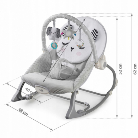 Balansoar multifunctional cu vibratii, panda, 3 jucarii, Nukido 705100, Gri [6]