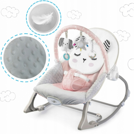 Balansoar multifunctional cu vibratii, panda, 3 jucarii, Nukido 705102, Roz [4]