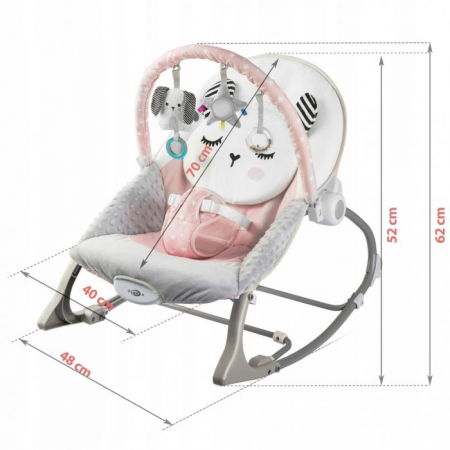 Balansoar multifunctional cu vibratii, panda, 3 jucarii, Ricokids 7325, Roz [6]