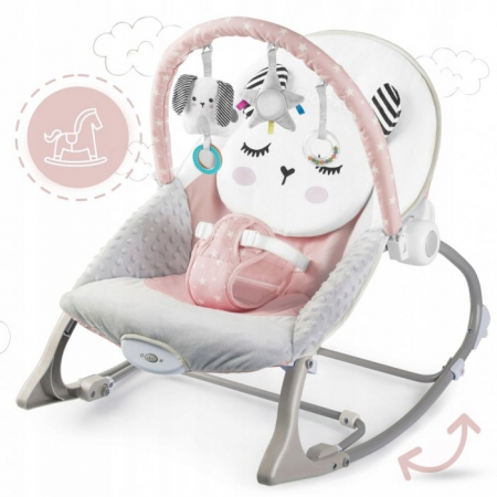 Balansoar multifunctional cu vibratii, panda, 3 jucarii, Ricokids 7325, Roz [1]