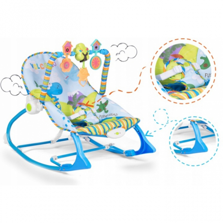 Balansoar multifunctional cu vibratii si muzica Ricokids 7302 - Albastru [4]