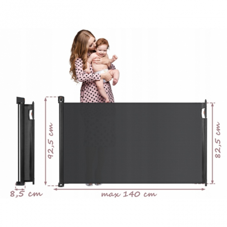 Bariera de protectie pentru scari si usi, 50-140 cm, Nukido 718400 - Negru [5]