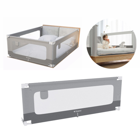 Bariere de protectie pat - Bariera protectie pat copii culisanta, cu inaltime reglabila Cover 160 cm, gri