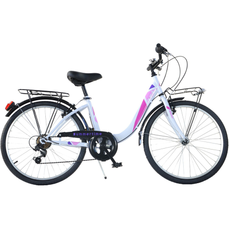 Biciclete cu roti 26 inch - Bicicleta Dino Bikes 26' City Summertime alb