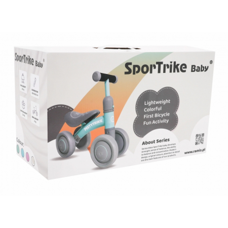 Bicicleta fara pedale cu 4 roti din plastic SporTrike - Roz [2]