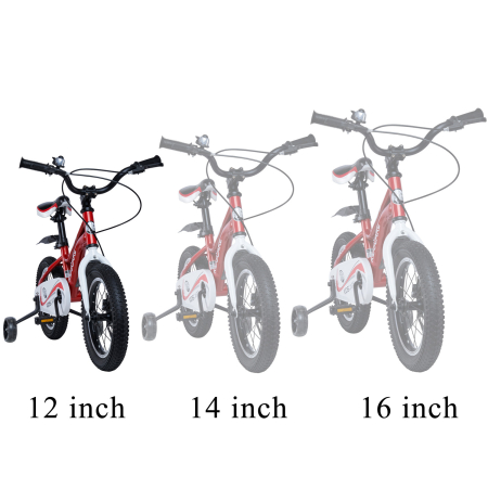 Bicicleta pentru copii 2-4 ani HappyCycles KidsCare, roti 12 inch, cu roti ajutatoare si frane pe disc, rosu [5]