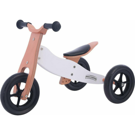 Biciclete fara pedale - Bicicleta/tricicleta fara pedale, Free2Move, din lemn, 2 in 1, Functie de bicicleta echilibru, Sa reglabila, Manere antiderapante, Roti ajustabile, 18 luni - 3 ani, Brown White