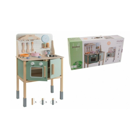 Bucatarie copii, Joueco, din lemn certificat FSC, cu accesorii, Reglabila pe inaltime, 86x56 cm, 3 ani+, Multicolor [2]