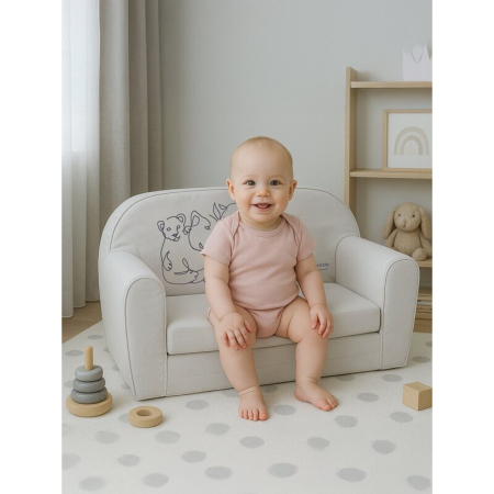 Canapea extensibila, New Baby, din spuma, Husa din bumbac certificat Oeko-Tex Standard 100, 42x78x35 cm, 9 luni-5 ani, Lion [4]