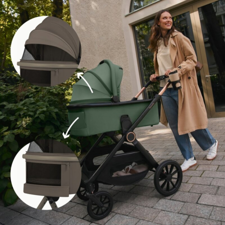 Carucior 3 in 1, Lionelo, Layla, Pana la 22 kg, Cadru aluminiu, Cu landou intarit si salteluta din spuma AirDots, Cu scoica auto testata ADAC, Reversibil, Cu ventilatie 3D, Cu accesorii, EN1888-1, EN1 [27]