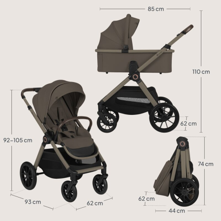 Carucior 3 in 1, Lionelo, Layla, Pana la 22 kg, Cadru aluminiu, Cu landou intarit si salteluta din spuma AirDots, Cu scoica auto testata ADAC, Reversibil, Cu ventilatie 3D, Cu accesorii, EN1888-1, EN1 [3]