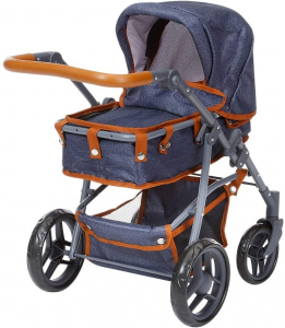 Carucioare papusi - Carucior pentru papusi cu maner reversibil Juna Dark Blue - Knorrtoys