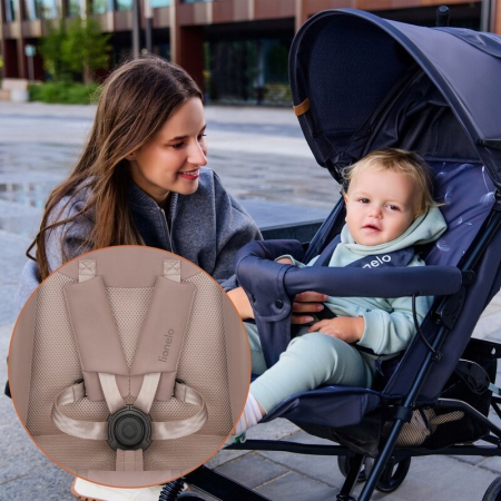 Carucior sport, Lionelo, Elia, Cu plasa de tantari, Suport de picioare reglabil, Spatar ajustabil in 4 pozitii, Capotina XXL, Pliere tip umbrela, Capacitate 15 kg, 6 luni+, EN 1888, Bej Taupe [16]
