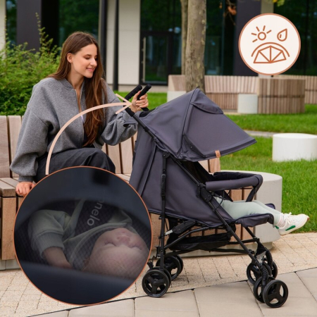 Carucior sport, Lionelo, Elia, Cu plasa de tantari, Suport de picioare reglabil, Spatar ajustabil in 4 pozitii, Capotina XXL, Pliere tip umbrela, Capacitate 15 kg, 6 luni+, EN 1888, Bej Taupe [20]