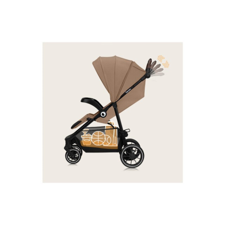 Carucior sport, Lionelo, Emma One, cu tavita, Suport pahar, Plasa de tantari, Roti EVA, Maner reglabil, Pana la 22 kg, 6 luni+, Bej [5]