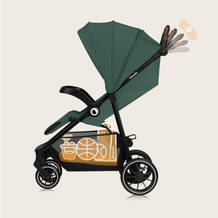 Carucior sport, Lionelo, Emma One, cu tavita, Suport pahar, Plasa de tantari, Roti EVA, Maner reglabil, Pana la 22 kg, 6 luni+, Verde [29]