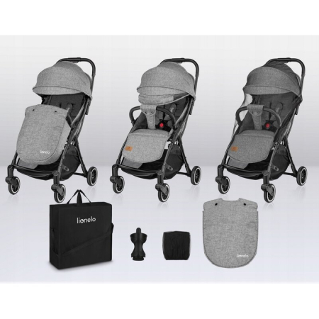 Carucior sport, Lionelo, Julie One, Cadru din aluminiu, 0-22 kg, Pliere compacta pentru avion, Gri [28]