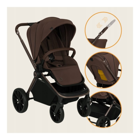 Carucior sport, Lionelo, Mika Plus, Cadru din aluminiu, Copertina XXL, cu accesorii, Pana la 22 kg, 6-48 luni; Mocha Mousse [17]