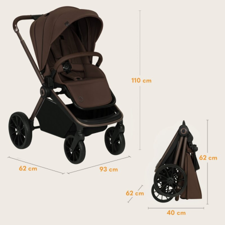 Carucior sport, Lionelo, Mika Plus, Cadru din aluminiu, Copertina XXL, cu accesorii, Pana la 22 kg, 6-48 luni; Mocha Mousse [21]
