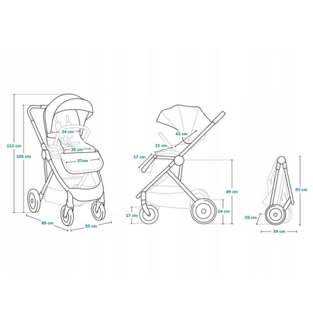 Carucior sport, Lionelo, Zoey, De la nastere, cu accesorii, Cadru din aluminiu, 0- 15 kg, Gri [21]