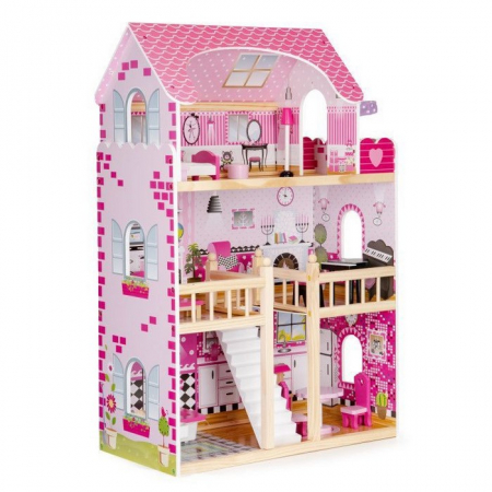 Casuta de papusi din lemn cu iluminare LED si mobilier Ecotoys HM006391 [4]