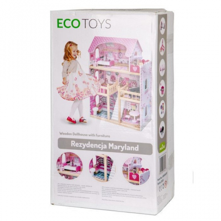 Casuta de papusi din lemn cu iluminare LED si mobilier Ecotoys HM006391 [6]