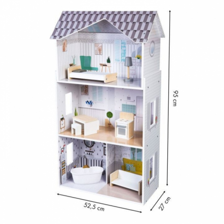 Casuta de papusi inalta din lemn cu mobilier, casuta lui Grace, Ecotoys 8210 [8]