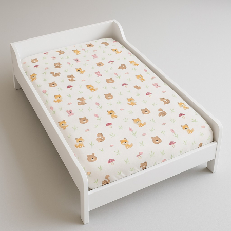Cearsaf cu elastic din bumbac ranforce Forest pentru patut/saltea de 170 x 70 cm [0]