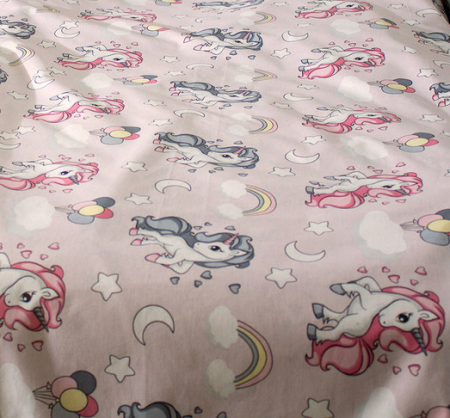 Protectii saltea - Cearsaf cu elastic din bumbac ranforce Unicorni pentru patut/saltea de 170 x 70 cm