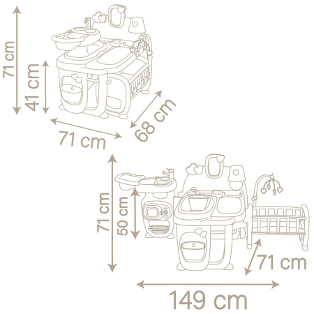 Centru de ingrijire pentru papusi Smoby Baby Nurse Doll`s Play Center maro cu 23 accesorii [3]