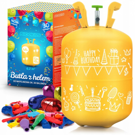 Jucarii diverse - Cilindru cu heliu 0.20 m3 cu 30 de baloane si 40m panglica Ricokids 799000